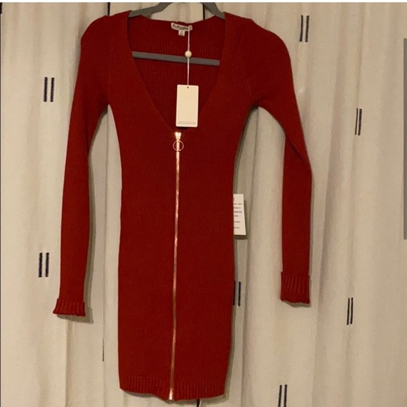 FOR LOVE AND LEMONS KNITZ RARE LONG SLEEVE ANNIE DRESS RED NWT - Picture 7 of 8